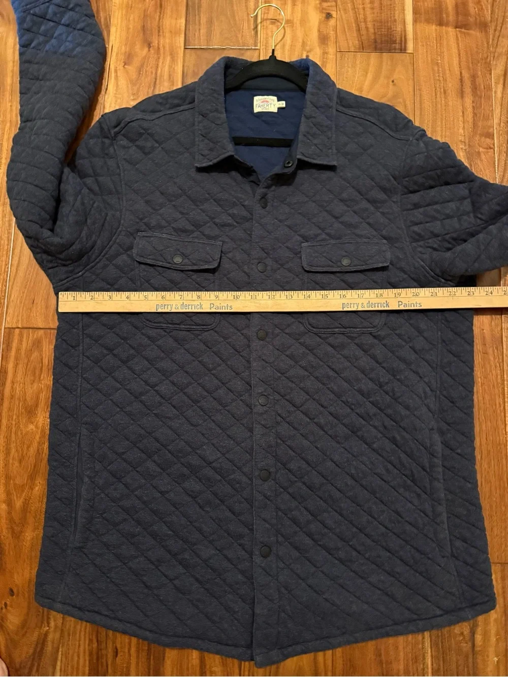 Faherty Men’s Epic Quilted Fleece CPO Shirt Jacket - Navy Melange sz XL